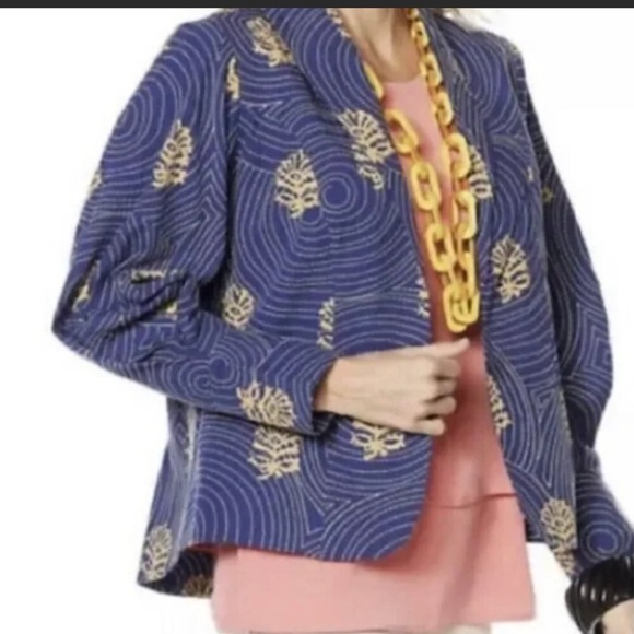 Rara Avis By Iris Apfel Blue Jacket All Over Embroidery Sashiko Wearable Art XL - Picture 1 of 12
